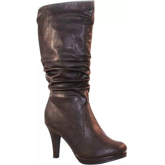 Top Moda Mid-Calf Round Toe Slouched Synthetic Leather Women's Boots - Picture 5 of 6